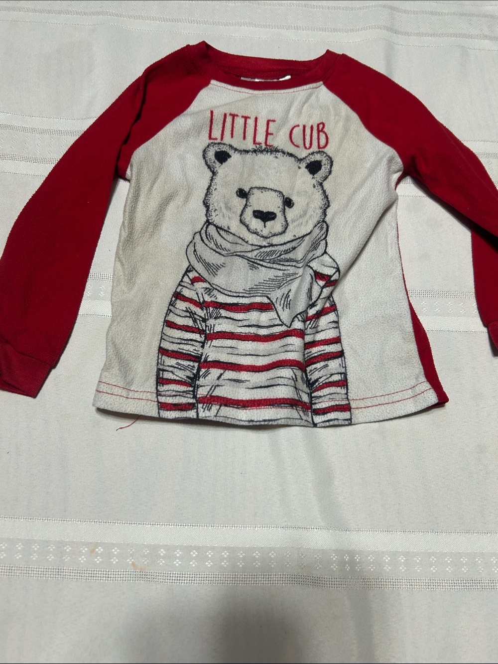 Red & Cream Bear Graphic Long-Sleeve Kids Tee